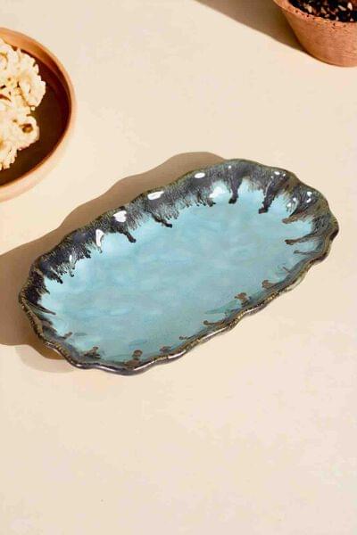 Ceramic Serving Tray (Blue)- 10"