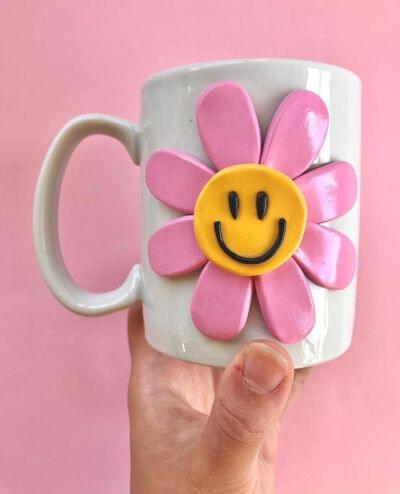 Happy Flower Handmade Ceramic Cup