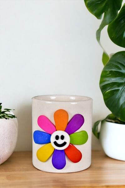 Handmade Ceramic Colorful Happy Flower Planter