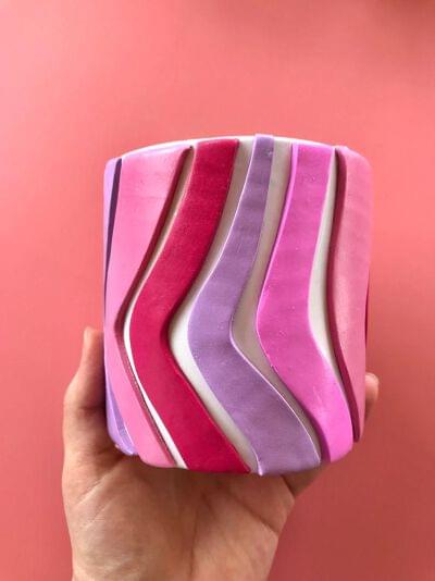 Handmade Ceramic Colorful Stripes Planter