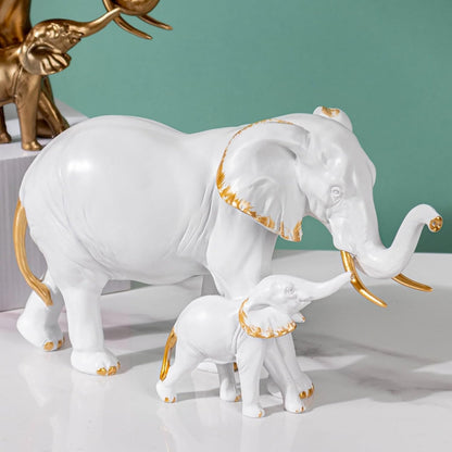 Family Elephant Sculpture (White)