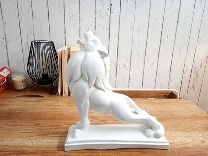 Lion Statue in Yoga pose- White